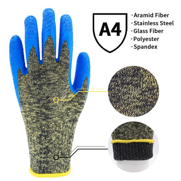 Crinkle Latex Coated Work Gloves Fire Resistant Knit Safety Work Gloves