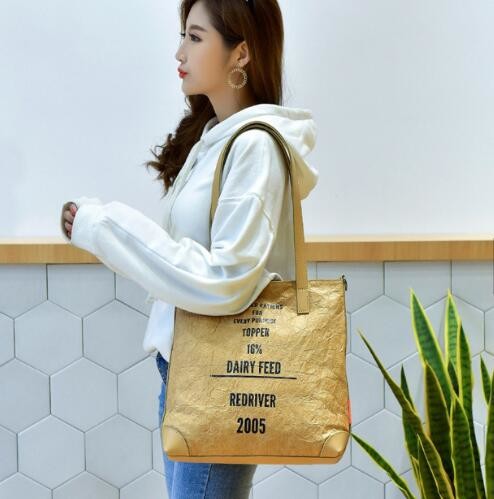 washable paper tote bag,hot sale washable paper tote bag, Brown washable kraft