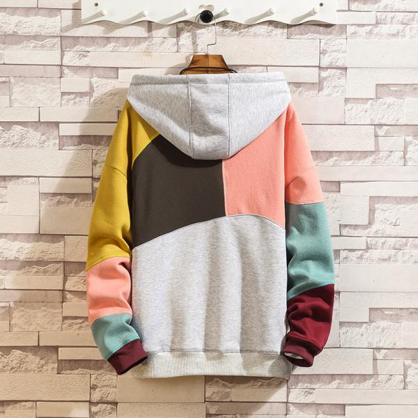 Oversized Sublimation Heavy Weight 60%Cotton Moletons Hooded Drawstring Colorblock Cut Panel Men Sweatshirt