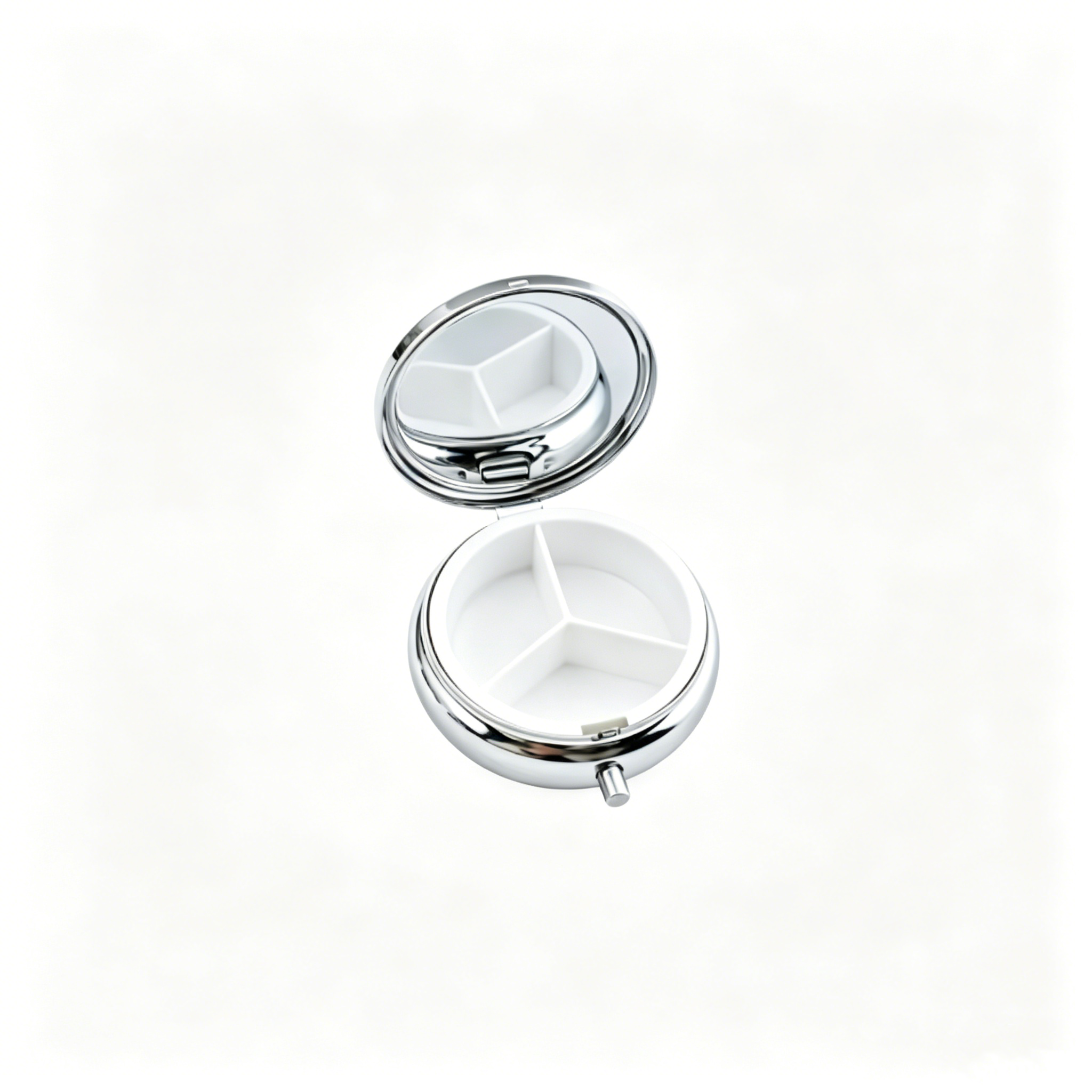 Round or square metal pillbox, small women's pillbox with mirror, portable mini