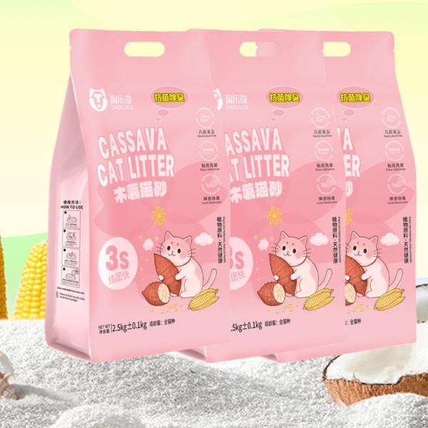 Top Selling Tapioca Plant-Based Cassava Cat Sand Litter Environmental Friendliness Flushable Non-Breakable Clumps Quick Absorption Inhibit Odor Non Stick Bottom