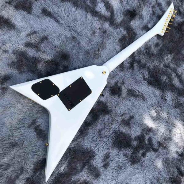 jackson custom guitar White color Golden hardwares Blocks inlay on rosewood fingerboard flying v electric guitar 6 strin