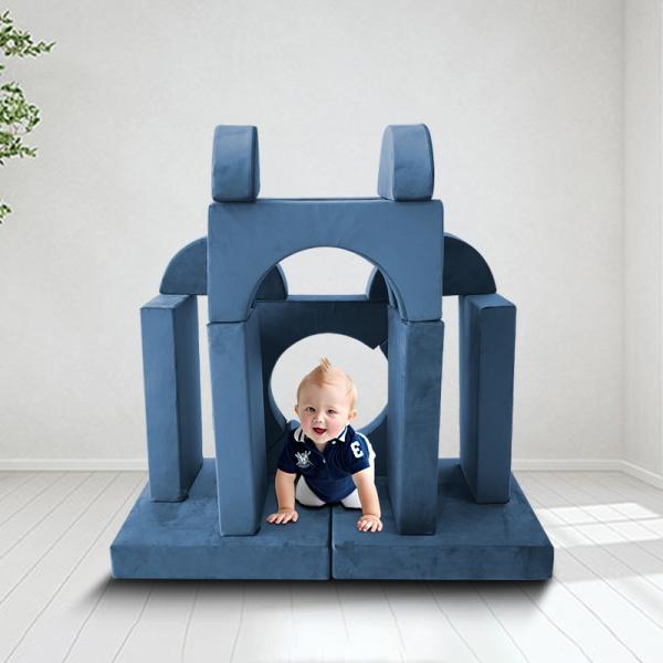 14PCS Velvet Fabric Play Room Couches Foam Climbing Blocks Machine Washable