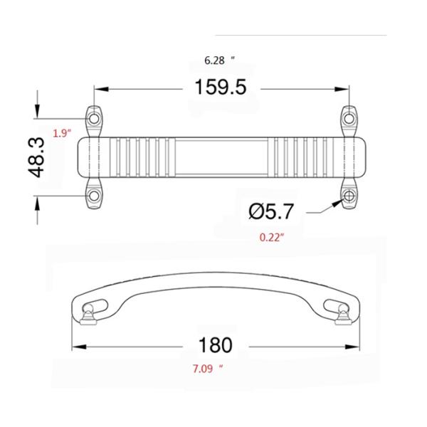 Durable Leather Dogbone Amp Handle , Guitar Amp Handles 159.5x48.3mm Hole Distance