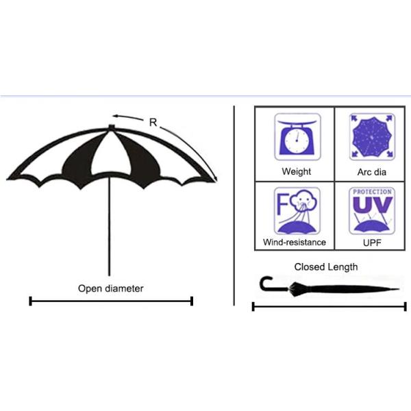 Plastic Curved Handle 190T Polyester Kids Compact Umbrella 16''*8K