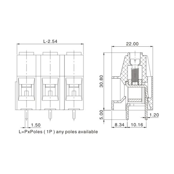 20-6AWG Power Terminal Block / CET10 12.7mm Pitch Terminal Strip Connector