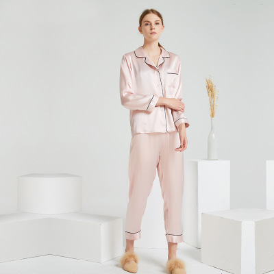 Luxury Sleep Wear Long Sleeve Silk Pajama Set Women Pajamas Silk Two Pieces