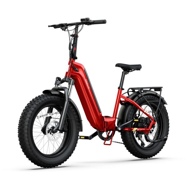 Red 20 Inch Folding Fat Tire Electric Bike 750W 48V 15Ah Step Through Urban Commuter for Women Velo Electrique Pliant Femme