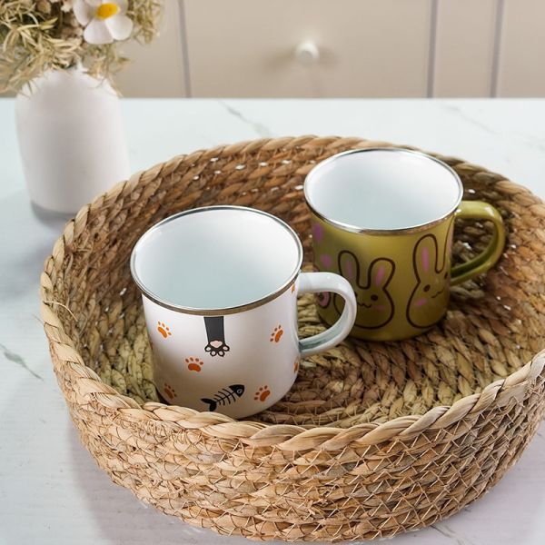 150g 350ml Enamel Coffee Mug Featuring High Temperature Logo Printing Ideal for Camping Hiking Outdoor Travel Activities