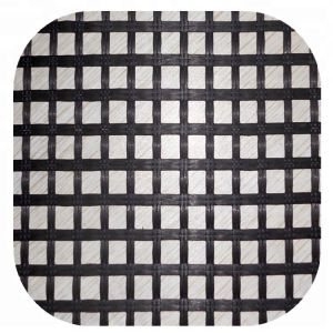 Black Knitted Fiberglass Geogrid Fabric 25KN 50KN 100KN For Retaining Wall Road