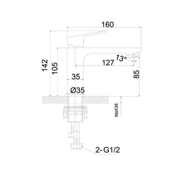 Modern Bathroom Basin Mixer Taps Gun Grey Hot And Cold Water Mixer 142mm Orin OR16641SQ