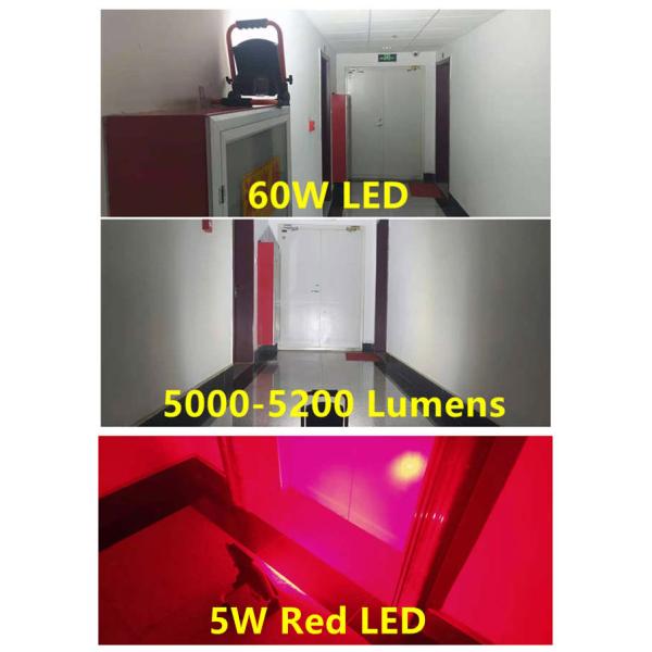 60W 5000 Lumens Portable Outdoor LED Flood Lights With Red Warning Function