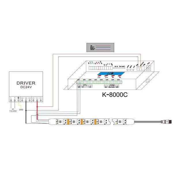 K-8000C Programmable Magic Color Controller Full Color Control Via DMX/SPI With Built-In Coding Function For Light Control
