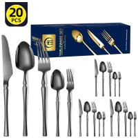 Stainless Steel Cutlery Set 20 Piece Small Waist Hammer Pattern Stainless Steel Western Cutlery Gift Box