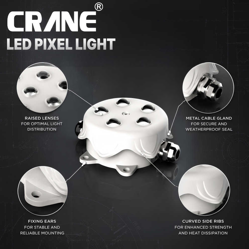 Facade Decorative Small Round LED Pixel Point Light 1.5W 5LEDs DC24V DMX512 120 Degree Beam Angle