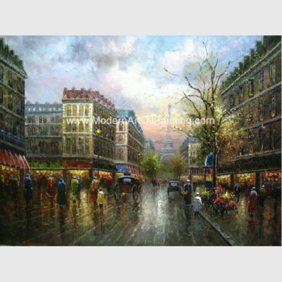 Thick Oil Colorful Paris Painting , Impressionism Wall Art Paris Street Living Room Deco
