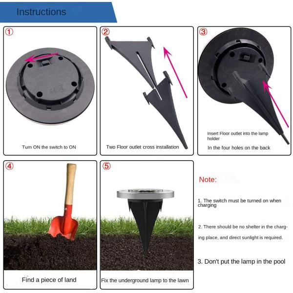 Solar Lawn Lamp Outdoor Yard Buried Decoration Night Lights with High Luminous Flux