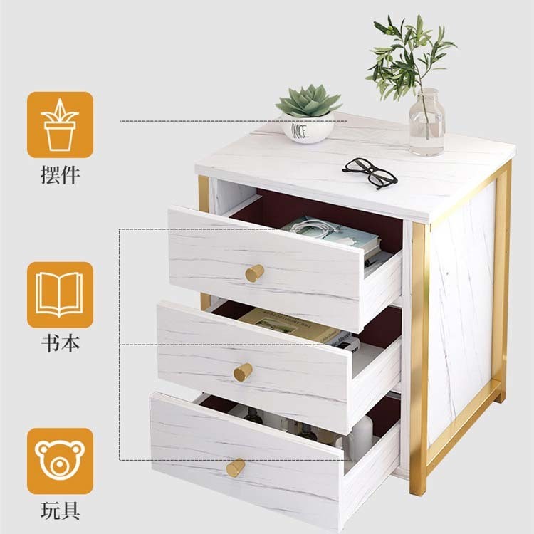 3 Drawer Gold Night Stand for Bedroom Cabinet and Drawers in Hospital Bedside Cabinet