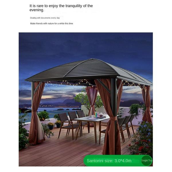 Aluminium Frame Summerhouses Luxury Outdoor Gazebo Tent With Hardtop Single Top 3x4m
