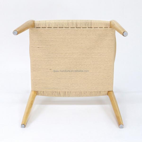 Office Building Furniture Hand-woven Cord Solid Wood Dining Chair with Nitrolacquer Finish in Nordic Style
