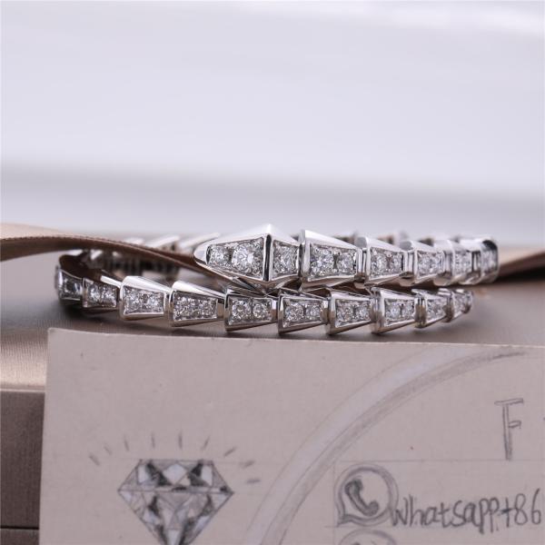 Одн-катушки гадюки Италии браслет Romance Serpenti тонкий в наборе белого золота 18K с полным Bangle змейки диамантов pavé