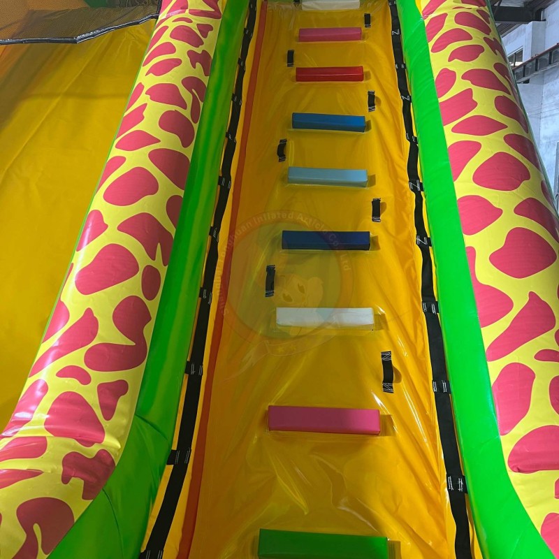 Custom Giraffe Inflatable Slide Large Animal Theme Playground with Climbing Lane High Slide Structure Safety Netting Commercial Rental Event Equipment