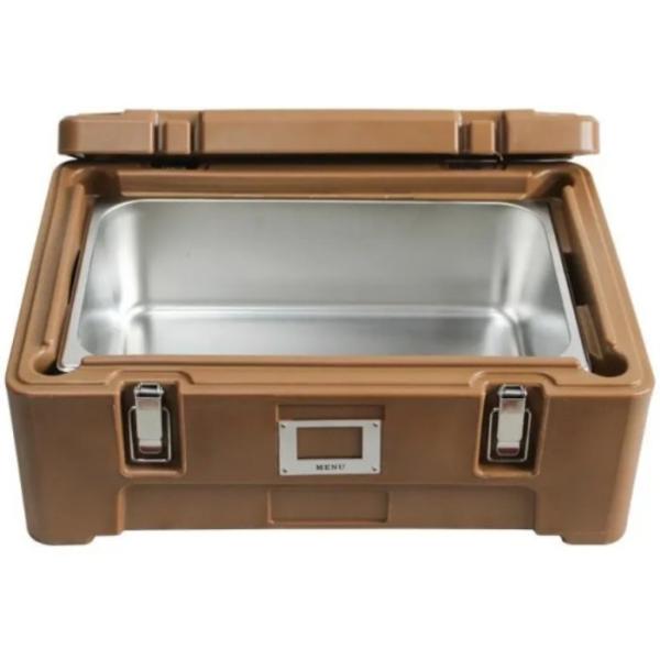 Top Loading Food Pan Carrier 25L Coffee Mobile Hot Food Transportation Boxes For Food Delivery Service Providers