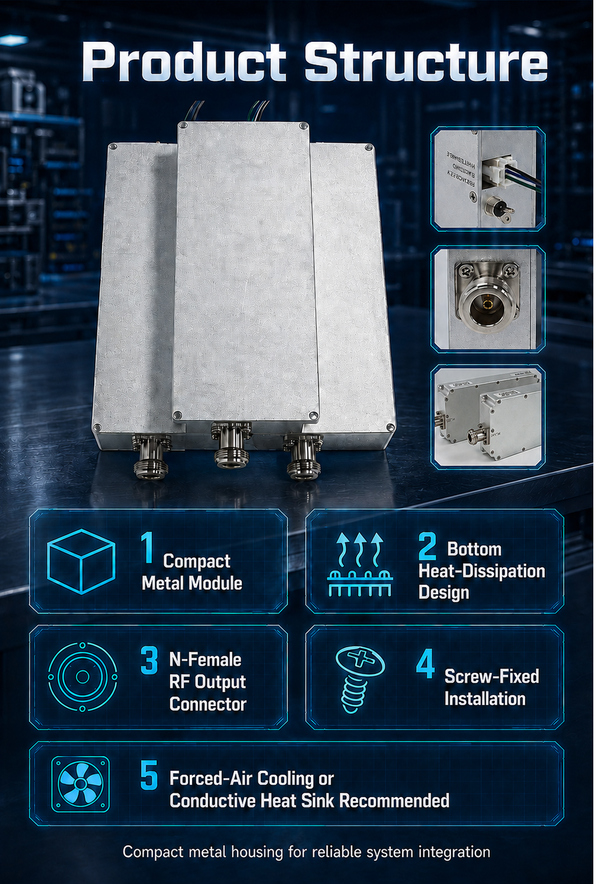 LDK-TZ-KGAN 100W GaN RF Amplifier Module 100-400/200-400/400-700/700-1020MHz With Signal Source