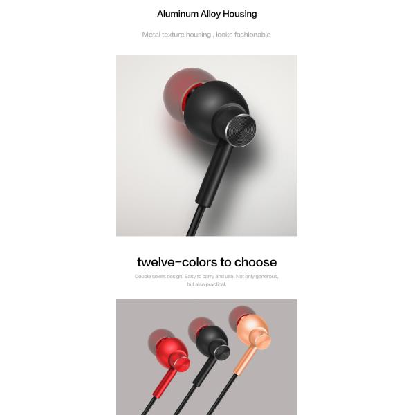 TPE Cable IPX2 Metal Wired Earphones