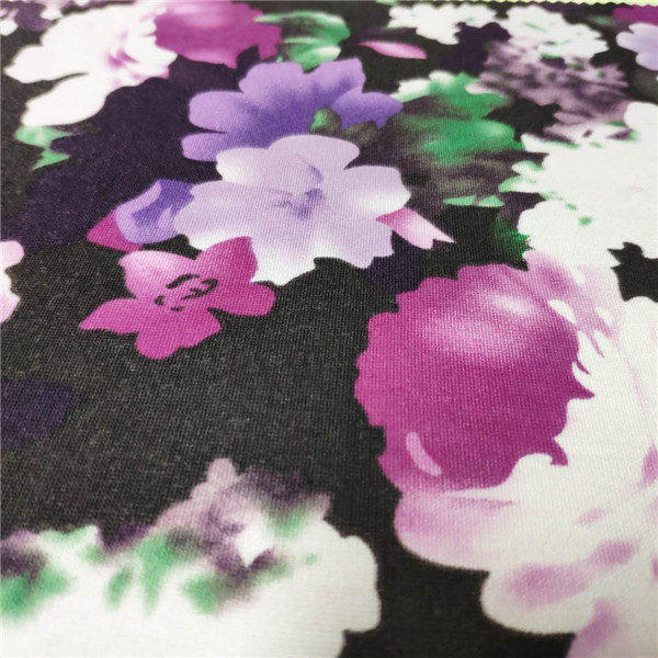 Elegant 240GSM Floral Jersey Knit Fabric , 100% Polyester Jersey Fabric