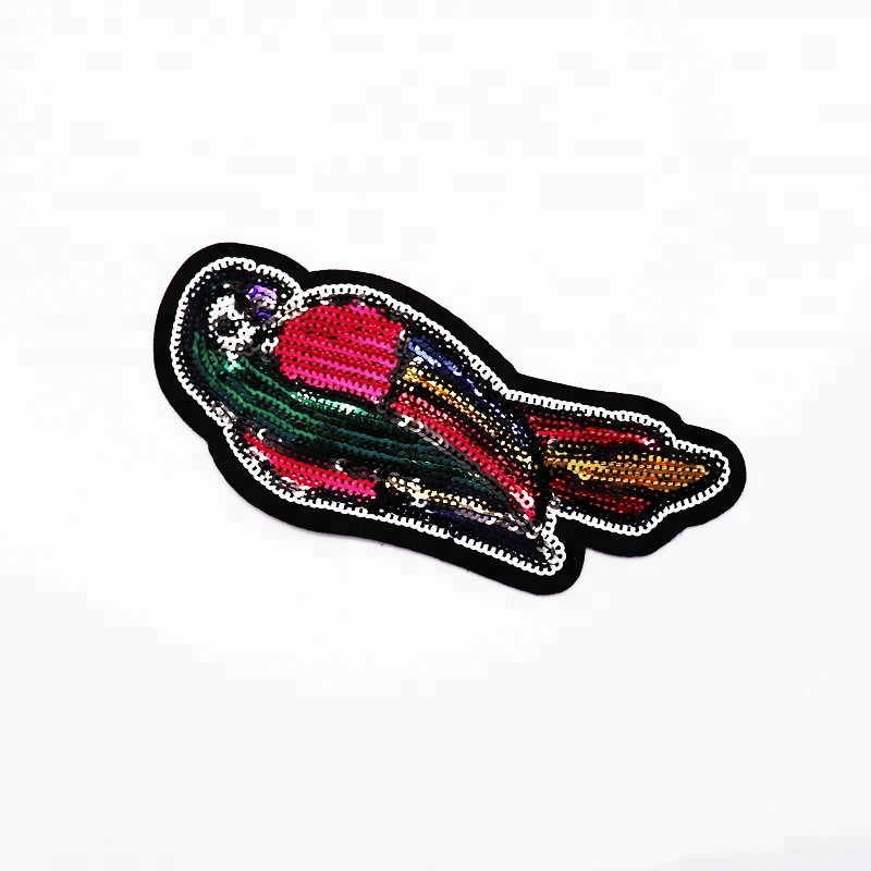 Eagle Pattern Sequin Embroidered PU Fabric Badges Iron-On Style Motorcycle Patches and Clothes Back Embroidery