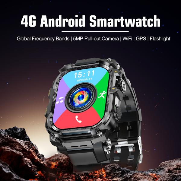 Q888 Android 8.1 Smart Watch Men GPS 3+32GB HD Rotating Camera 4G SIM Card WIFI Wireless
