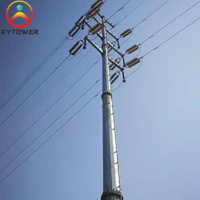 High Voltage 10kV-500kV Flange Type Electric Power Transmission Lines Monopole Tower