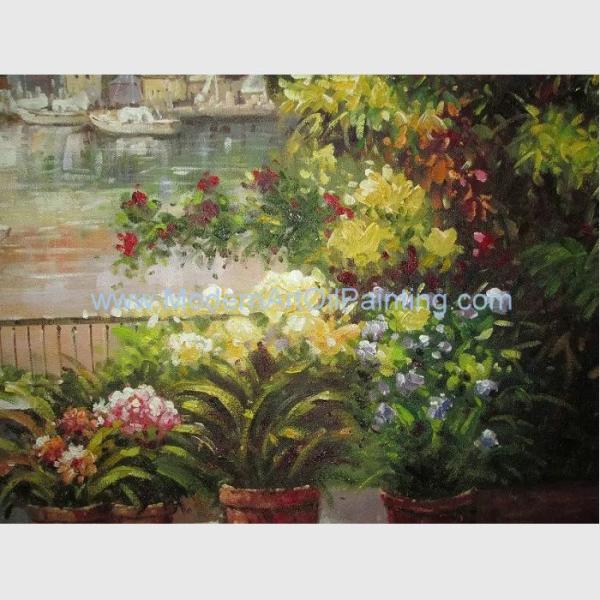 Handmade Canvas Mediterranean Oil Painting Linen Garden Scenery Oil Painting