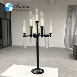 Prata moderna ouro preto metal e cristal candelabro vidro porta-velas 90cm