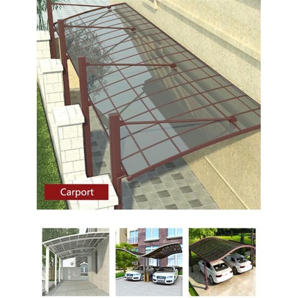 6063 T5 Outdoor Reinforced Aluminium Glass Canopy Powder Coating 4x4m