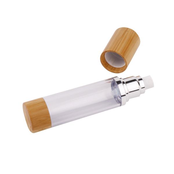 Бутылка пластикового лосьона распределителя косметическая безвоздушная с бамбуковым насосом