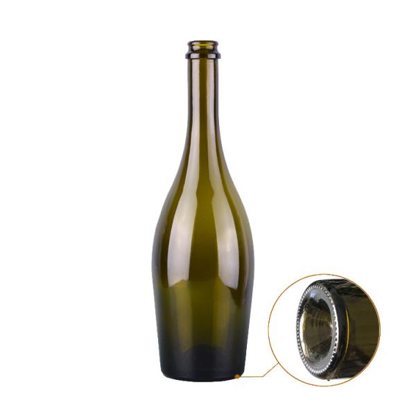 Champagne Shaped Glass Wine Bottle Empty Antique Green Wine Packaging 750ml