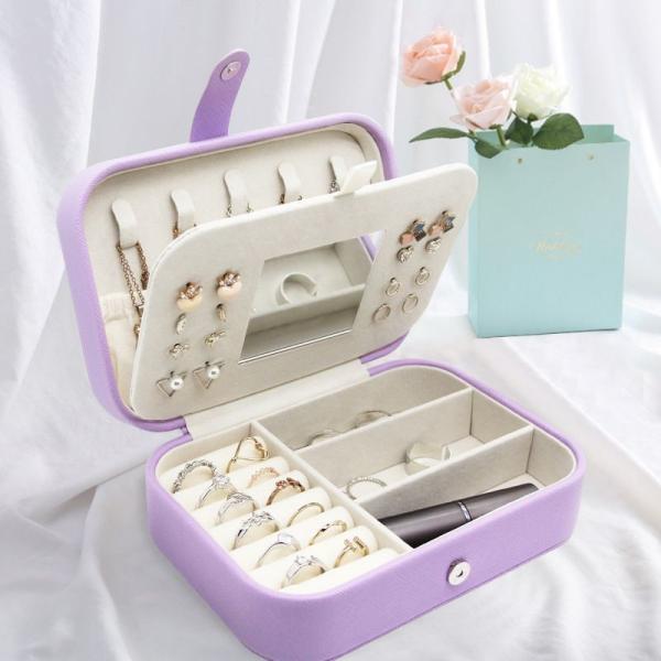 Portable Square Mini Jewelry Travel Case Rings Earrings Necklace Wedding Party Gift Box