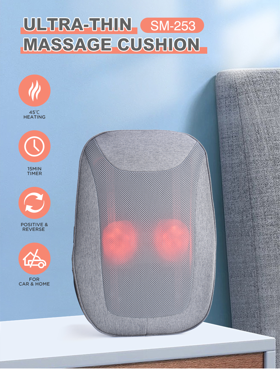 Shiatsu Lower Back Stretcher Vibrating Heating Massager Back Lumbar Support Therapy Massager