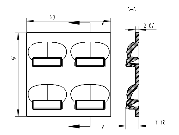 Amber Color PMMA TYPE2-M SMD5050 Street Light Lens 60x155 Degree