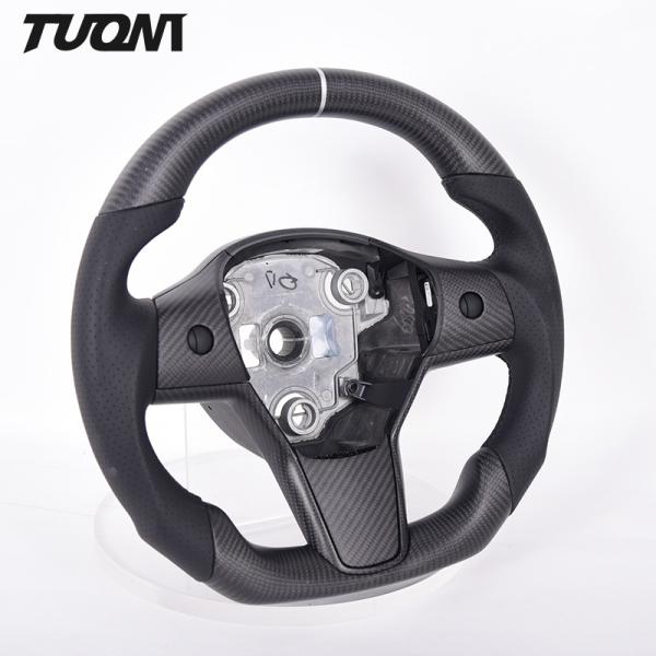 White Black Yoke Model Y Tesla Carbon Fiber Steering Wheel Plain Weave High Quality