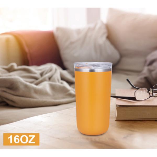 16 унций стальной чашки с крышкой и металлической вакуумной соломой
