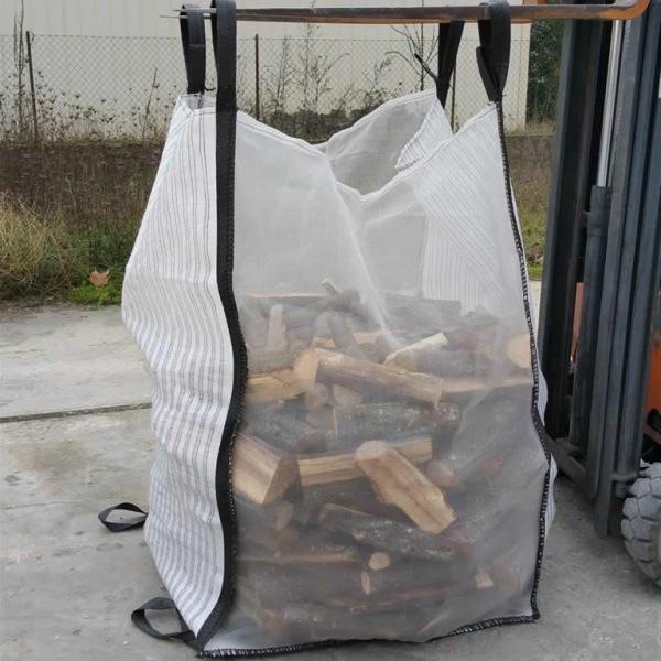 100% Virgin PP 100x100x150cm Firewood Bulk Bags Flat Bottom Firewood 1ton Bulk Bags
