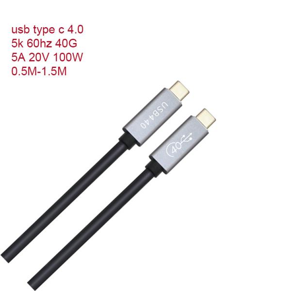 100W USB 4.0 Cable 40Gbps Double Shielded Compatible With Thunderbolt 3