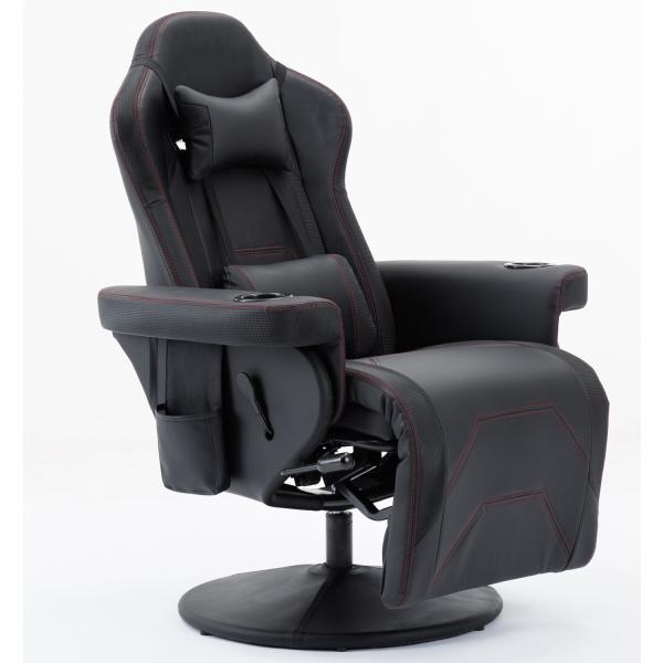 Traditional Design Luxury Gaming Chair with Cup Holder Bluetooth Speakers and Footrest