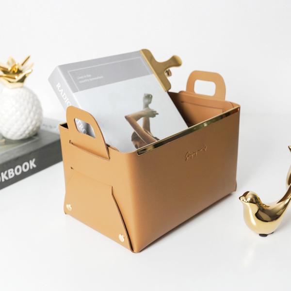 Удобные магазины складная одежда кожаная корзина для хранения Коробка для организации стола с ручкой