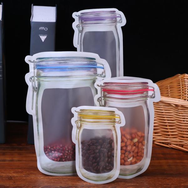 Resealable Snack Food Packaging Bags With Shaped Design , Stand Up Mylar Bags For Food Storage