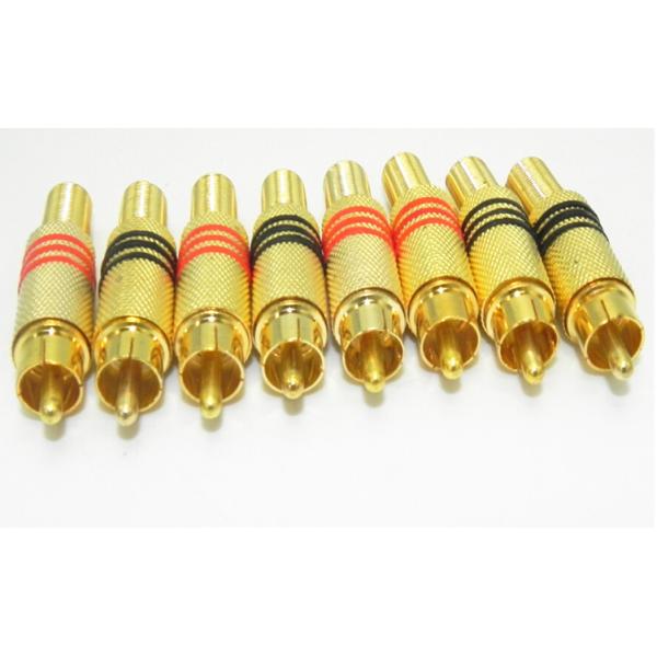 Metal Spring  Male Audio RCA Cable Connectors , RCA Plug Connectors 24K