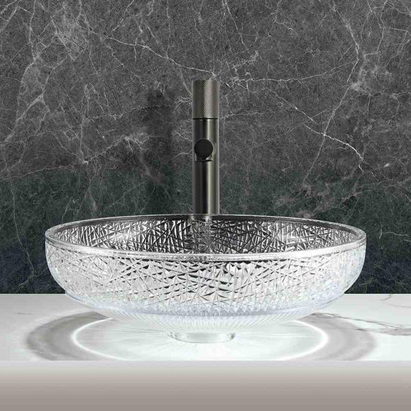 12mm Thickness Smooth Finish Glass Vessel Basins Crystal Clear